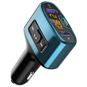 Bcadon Bluetooth FM Transmitter, Wireless Radio Adapter Receiver Car Kit with 18W USB Type-C Car Charger Port 