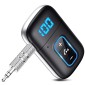 BCADON Bluetooth AUX Adapter for Car, [LED Screen] Bluetooth Car Adapter with Built-in Microphone, Bluetooth 5.0 Adapter for Car/Home Stereo/Wired Headphones/Speaker, Dual Connection/15H Battery Life